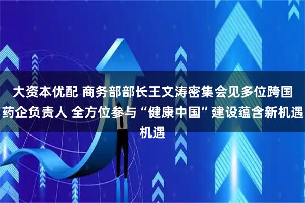 大资本优配 商务部部长王文涛密集会见多位跨国药企负责人 全方位参与“健康中国”建设蕴含新机遇
